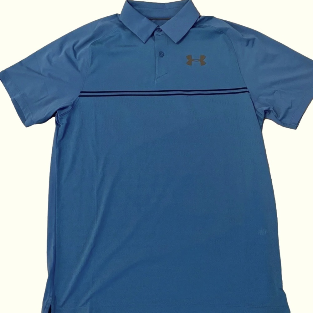 Under Armour Polo Golf Shirt Teal Blue Loose Fit Ventilated Mens Sz Medium